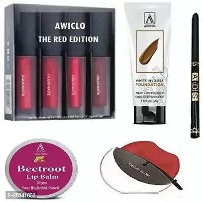 Aabhir Traders 4 IN 1LIPSTICK, MAKEUP FOUNDATION, KAJAL, APPLE LIPSTICK  BEETROOT LIP BALM