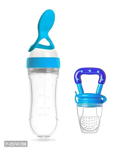 Aabhir Traders New Born Baby Spoon Feeding Bottle with Fruit Nibbler Multicolor- Combo Pack