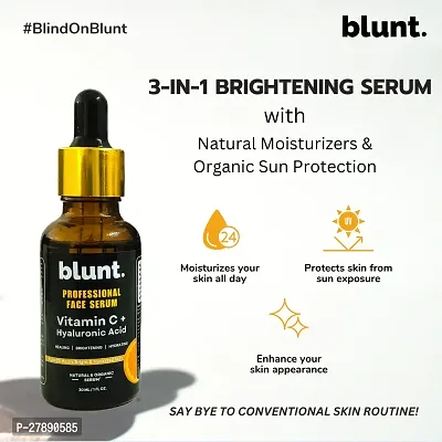 Blunt 3-in-1 Vitamin C Face Serum (10%) with Hyaluronic Acid for Glowing Skin | Organic  Natural Face Serum for Pigmentation  Dark Spots | Clinical Strength Pro formula  Active Herbs | 30mlhellip;-thumb2