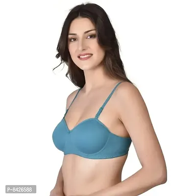 Saklana Women's Cotton Lightly Padded Non-Wired T-Shirt Bra Combo Pack of 3-thumb3