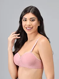 Saklana Women's Cotton Lightly Padded Non-Wired T-Shirt Bra Combo Pack of 3-thumb3