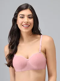 Saklana Women's Cotton Lightly Padded Non-Wired T-Shirt Bra Combo Pack of 3-thumb1