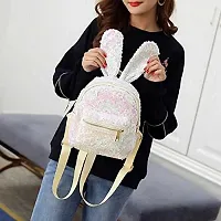 KRISMO Casual White Big Ear Sequins Travel Zipper Backpack for Girls-thumb1