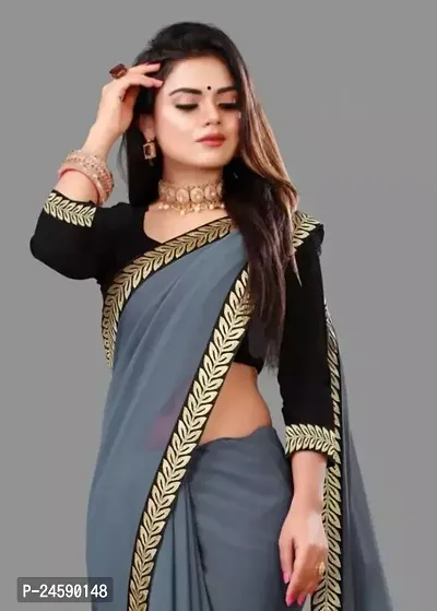 Fancy Cotton Saree With Blouse Piece For Women-thumb0