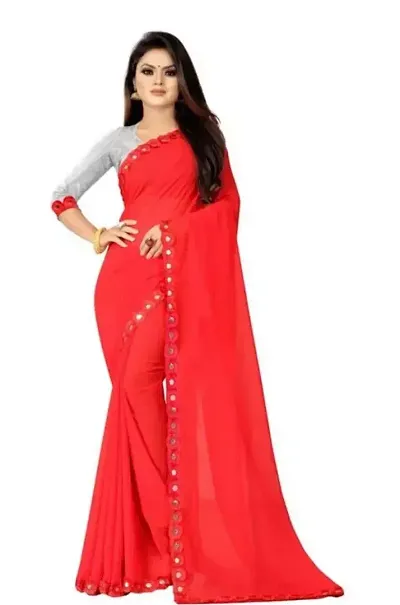 Elite Georgette Self Pattern Saree with Blouse Piece For Women