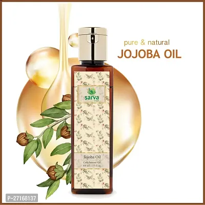 SARVA By Anadi 100% Pure Natural Jojoba Oil For Hair Growth  Face | Pure Cold Pressed Oil For Conditioned Hair , Nails  Smooth Skin | Help With Dryness , Prevent Hair Loss Reduce Breakage (100 ML)-thumb0