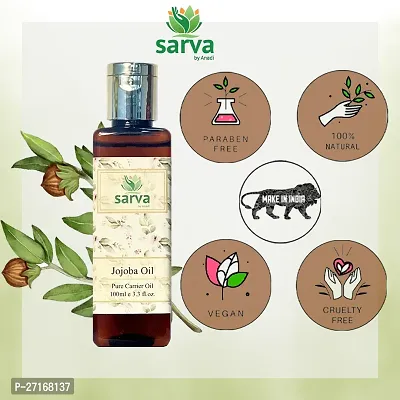 SARVA By Anadi 100% Pure Natural Jojoba Oil For Hair Growth  Face | Pure Cold Pressed Oil For Conditioned Hair , Nails  Smooth Skin | Help With Dryness , Prevent Hair Loss Reduce Breakage (100 ML)-thumb3