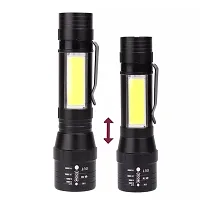 Linist Led Flashlight Rechargeable USB Torch Mini Light Super Bright Small Flashlight Handheld Portable Lamp with COB Side Light High Lumen Zoom-able,Black-thumb1