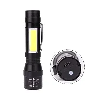 Linist Led Flashlight Rechargeable USB Torch Mini Light Super Bright Small Flashlight Handheld Portable Lamp with COB Side Light High Lumen Zoom-able,Black-thumb2