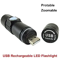 ZIGLY LED Torch USB Rechargeable Flashlight,3 Mode,Black-thumb3