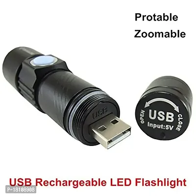 ZIGLY LED Torch USB Rechargeable Flashlight,3 Mode,Black-thumb4