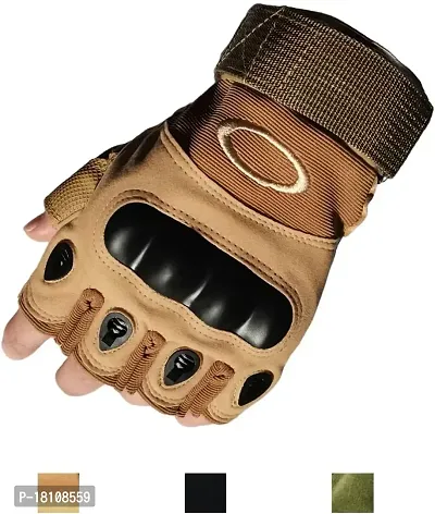 Linist Half Finger Gloves Cycling/Bike Gloves - Rubber Hard Knuckle Fingerless Gloves Joints Protect Glove for Outdoor Camping Hiking Car ATV Driving Riding Motorcycle ,Cycling-thumb2