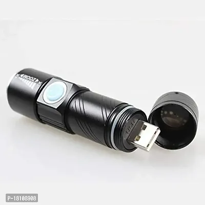 ZIGLY LED Torch USB Rechargeable Flashlight,3 Mode,Black-thumb3