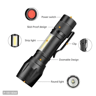 ZIGLY Mini XPE+COB Dual Flashlight Torch,3 Mode,Black-thumb2