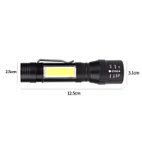 Linist Led Flashlight Rechargeable USB Torch Mini Light Super Bright Small Flashlight Handheld Portable Lamp with COB Side Light High Lumen Zoom-able,Black-thumb3