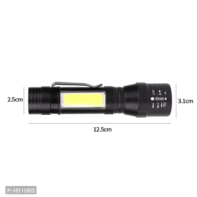 Linist Led Flashlight Rechargeable USB Torch Mini Light Super Bright Small Flashlight Handheld Portable Lamp with COB Side Light High Lumen Zoom-able,Black-thumb4