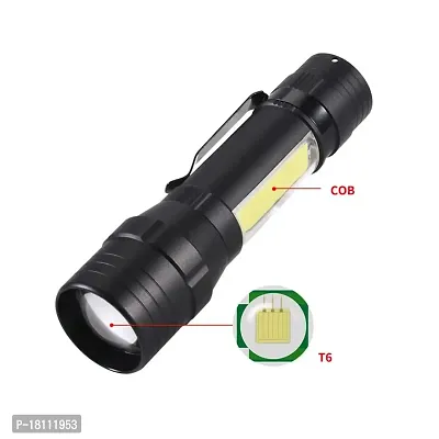 Linist Led Flashlight Rechargeable USB Torch Mini Light Super Bright Small Flashlight Handheld Portable Lamp with COB Side Light High Lumen Zoom-able,Black-thumb5