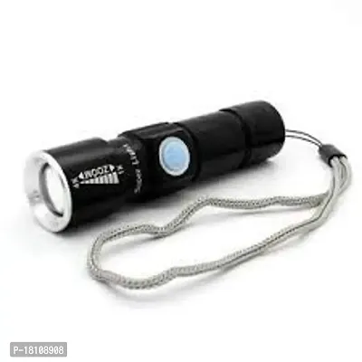 ZIGLY LED Torch USB Rechargeable Flashlight,3 Mode,Black