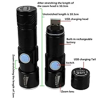 ZIGLY LED Torch USB Rechargeable Flashlight,3 Mode,Black-thumb4
