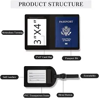 Linist Passport Holder and Luggage Tags , 1 Pcs PU Passport Holder Set Luggage Label Identifiers Name and Address Tags for Bags,Passport Holder case (Black)-thumb1
