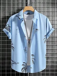 SMOWKLY Printed Shirt for Men || Tropical Print Shirt for Men || Casual Shirt for Men Baby Blue-thumb1