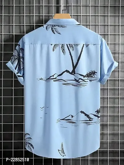 SMOWKLY Printed Shirt for Men || Tropical Print Shirt for Men || Casual Shirt for Men Baby Blue-thumb3