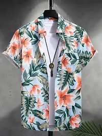 SMOWKLY Floral Printed Shirt || Spread Collar Shirt for Men || Graphic Printed Shirt for Men || Beach Shirt for Men-thumb1