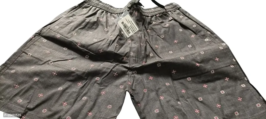 Stylish Grey Cotton Printed Regular Shorts For Men-thumb0