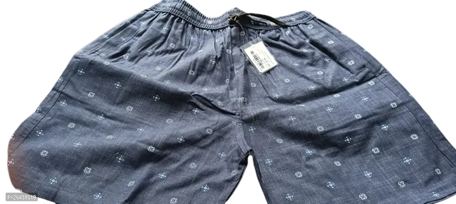 Stylish Blue Cotton Printed Regular Shorts For Men