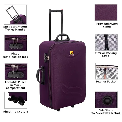 Trolley Bag (20inch) Polyester Check-In Soft Case Trolley Bag/Suitcase for Travel (Purple) Pack of 1