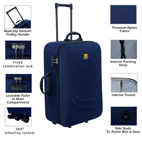 Trolley Bag (20inch) Polyester Check-In Soft Case Trolley Bag/Suitcase for Travel (Blue) Pack of 1