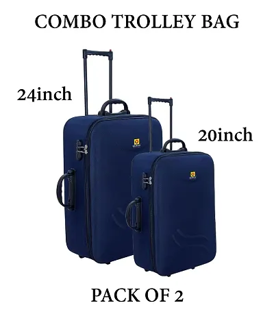 Combo Trolley Bag (20inch+24inch) Polyester Check In Soft Case Trolley / Bag Suitcase for Travel Blue