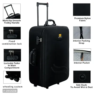 Combo Trolley Bag (20inch+24inch) Polyester Check In Soft Case Trolley / Bag Suitcase for Travel Black-thumb2