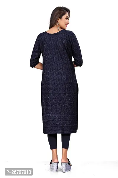 Womens Rayon Viscose Chikankari Kurti Colour Black-thumb2