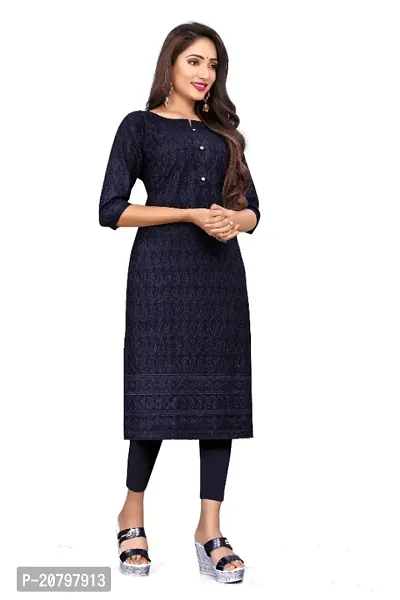 Womens Rayon Viscose Chikankari Kurti Colour Black-thumb3