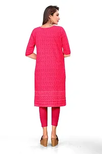 Womens Rayon Viscose Chikankari Kurti Colour Tomato-thumb1