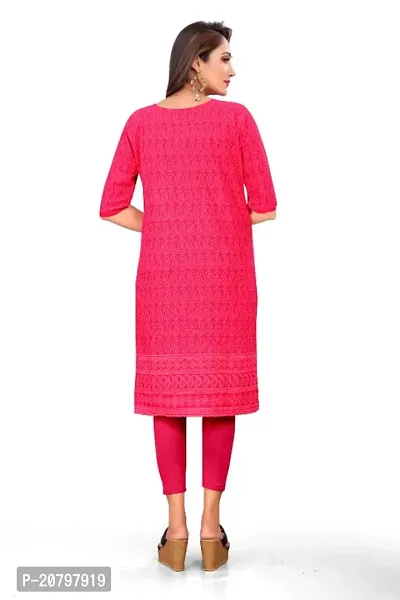 Womens Rayon Viscose Chikankari Kurti Colour Tomato-thumb2