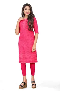 Womens Rayon Viscose Chikankari Kurti Colour Tomato-thumb2