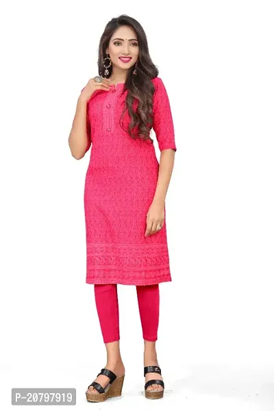 Womens Rayon Viscose Chikankari Kurti Colour Tomato-thumb3