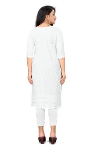 Womens Rayon Viscose Chikankari Kurti with Sequence Work Colour White-thumb1