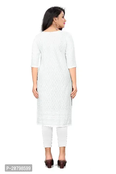 Womens Rayon Viscose Chikankari Kurti with Sequence Work Colour White-thumb2