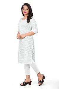 Womens Rayon Viscose Chikankari Kurti with Sequence Work Colour White-thumb2