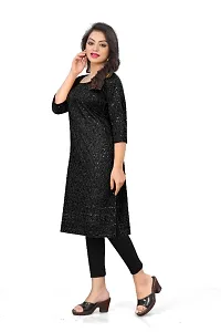 Womens Rayon Viscose Chikankari Kurti with Sequence Work Colour Black-thumb1