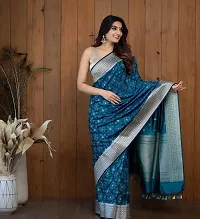 Classic Silk Blend Jacquard Saree with Blouse piece-thumb1