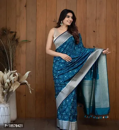 Classic Silk Blend Jacquard Saree with Blouse piece-thumb2