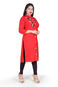 K Sam's Rayon Red Straight Kurti (KS-2448)-thumb3