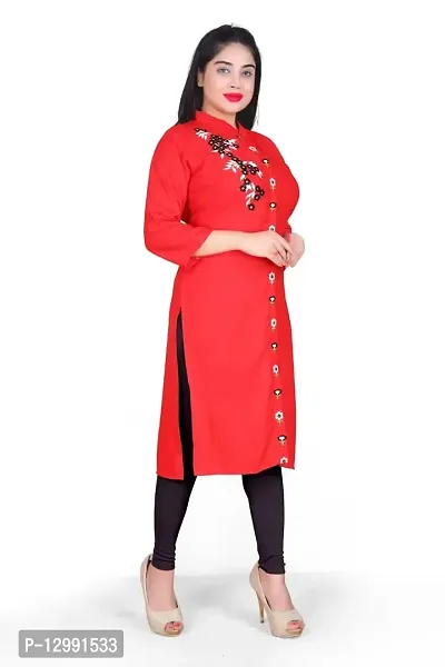 K Sam's Rayon Red Straight Kurti (KS-2448)-thumb4