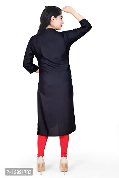 K Sam's Rayon Black Straight Kurti (KS-2450)-thumb2