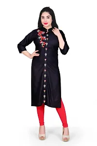 K Sam's Rayon Black Straight Kurti (KS-2450)-thumb3