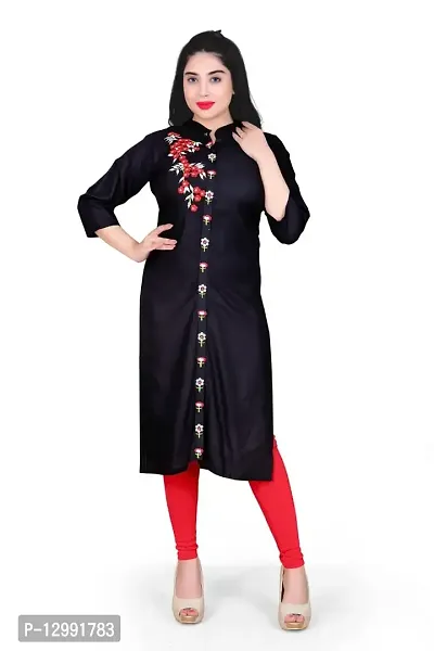 K Sam's Rayon Black Straight Kurti (KS-2450)-thumb4